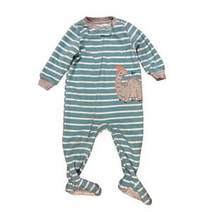 Carter's Toddler Dinosaur Fleece Footed Pajamas Blue Size 18 Winter‎